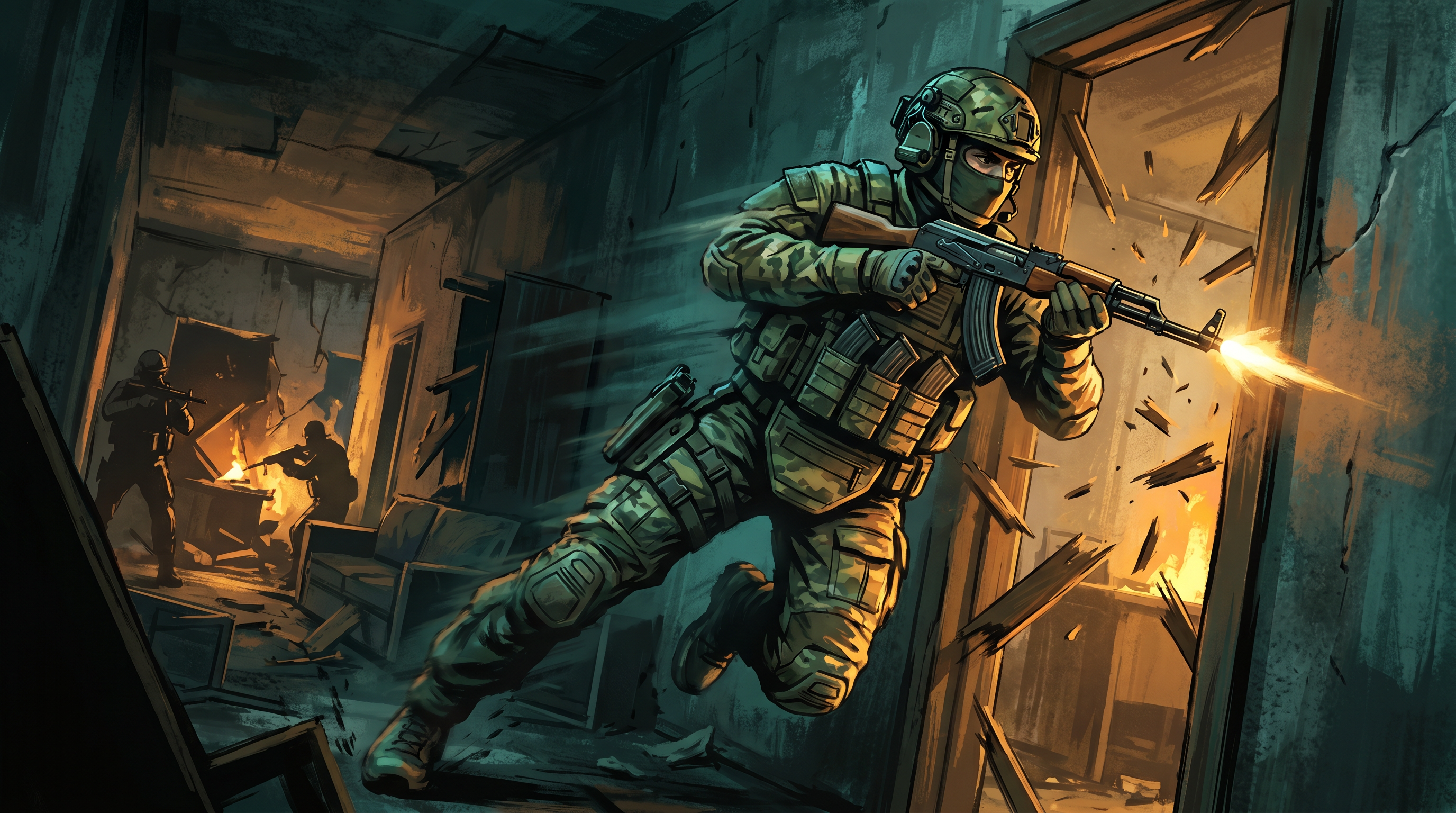 Assault action shot
